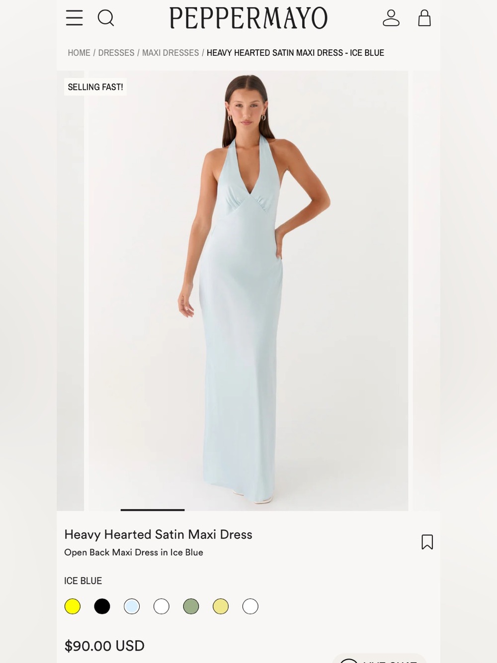NWT peppermayo heavy hearted satin maxi dress size 0